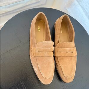 Zara Tan Suede Loafers